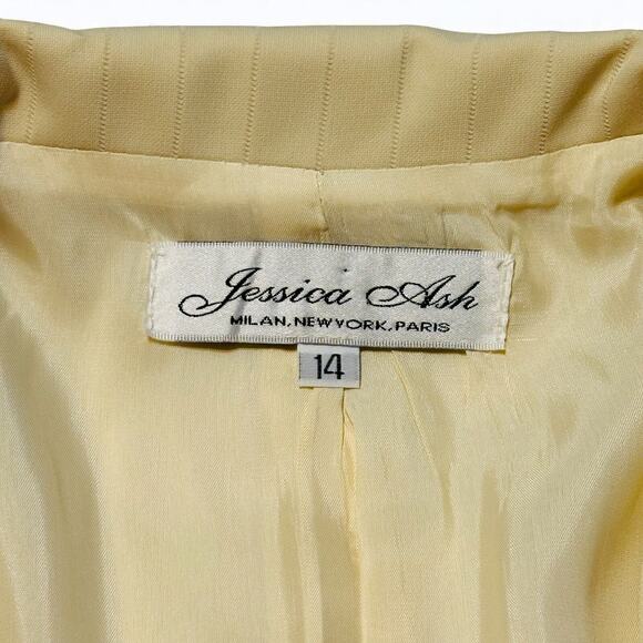 Vintage Jessica Ash New York Yellow Pinstripe Career Suit Skirt & Blazer Size 14 - Picture 5 of 13